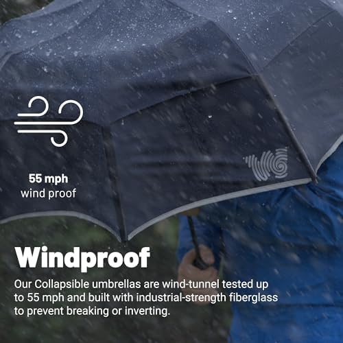 Weatherman Premium Collapsible Travel Umbrella - Windproof and Durable