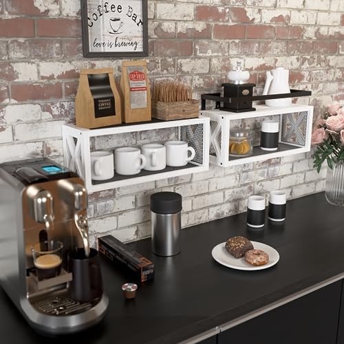 RICHER HOUSE Floating Shelves with Guardrail - White
