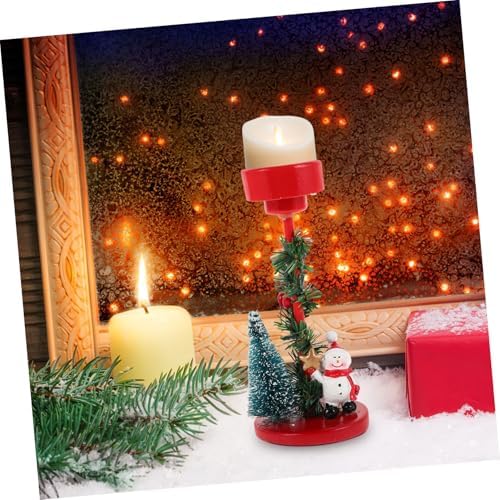 Gatuida Christmas Snowman Candle Holder Resin Statue 1