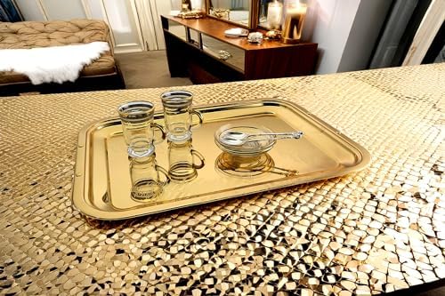 Pack of 2 17 x 131 Iron Gold Plated Serving Trays