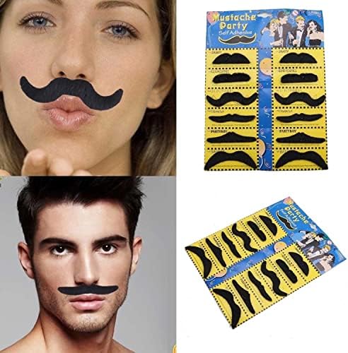 Dzrige 24 Piece Fake Mustache Set Self-Adhesive