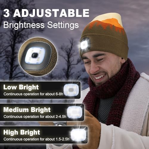LED Headlamp Beanie with 3 Brightness Settings
