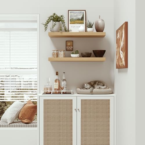 Vivelove Long Floating Shelves Set of 2 with Invisible Brackets