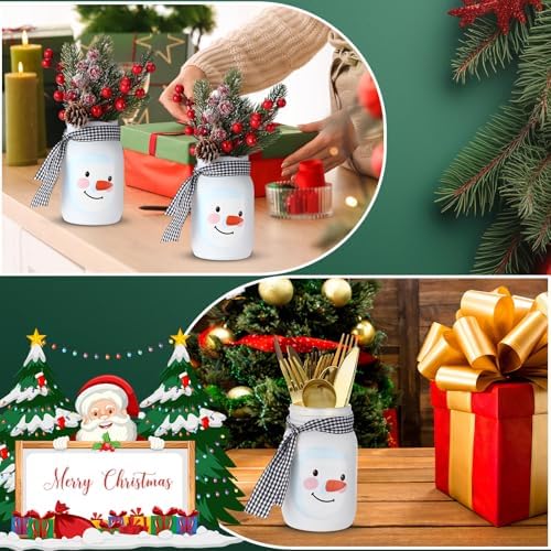 Honeydak 3 Pcs Christmas Centerpiece with Tea Lights and Candles Snowman