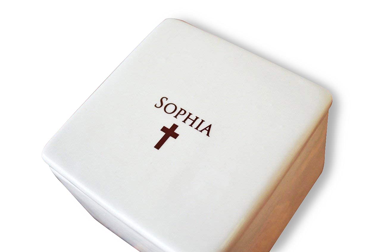 Personalized Deep Square Keepsake Box for Baptism or First Communion