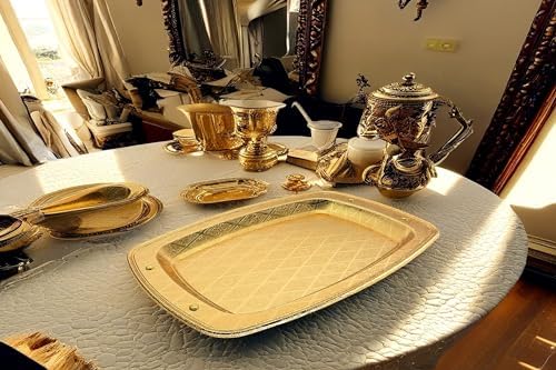 Pack of 2 14x10 Inch Iron Gold Serving Trays