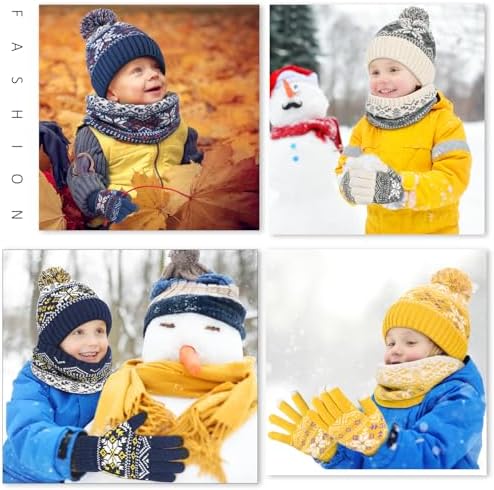 DANMY Kids Winter Knit Beanie Scarf Gloves Set