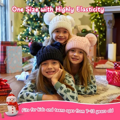 Winter Hat for Kids with Double Pom Pom Beanie