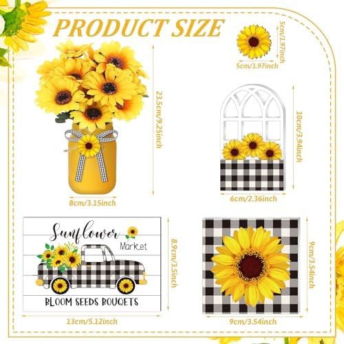 12 Sets Sunflower Decor for Farmhouse Table Centerpieces