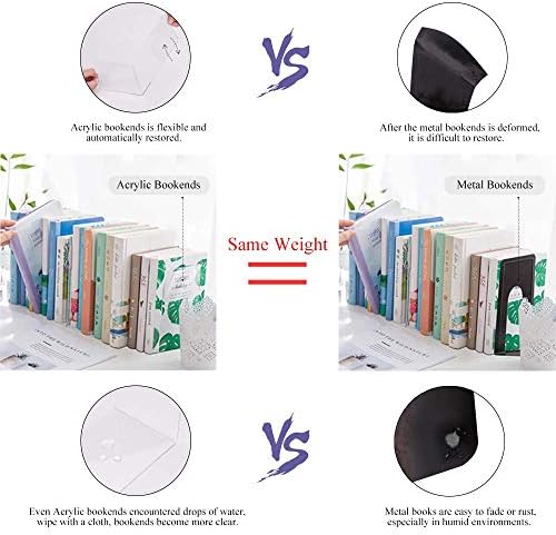MerryNine Clear Acrylic Book Ends 4pcs Set