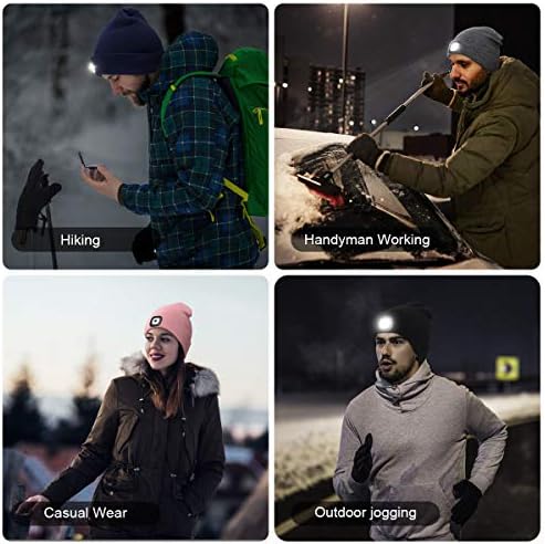 YunTuo LED Beanie with Light Unisex USB Headlamp Winter Cap
