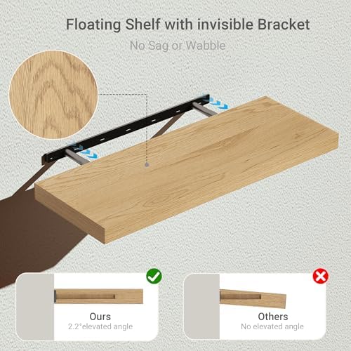 Vivelove Long Floating Shelves Set of 2 with Invisible Brackets