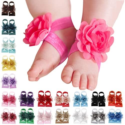 Flower Barefoot Sandals for Baby Girls 0-3 Months