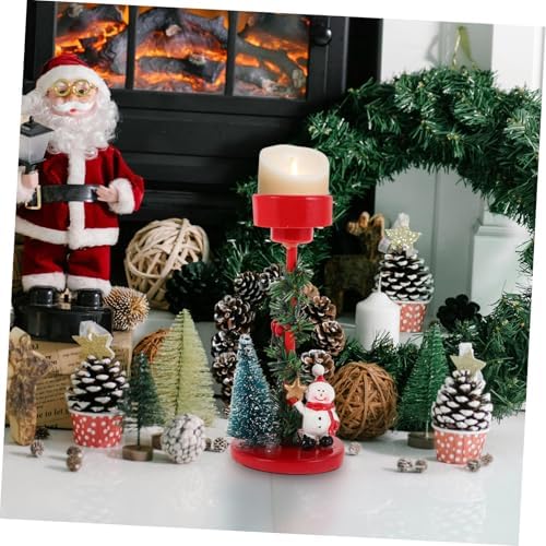 Christmas Candle Stand with Snowman Decor