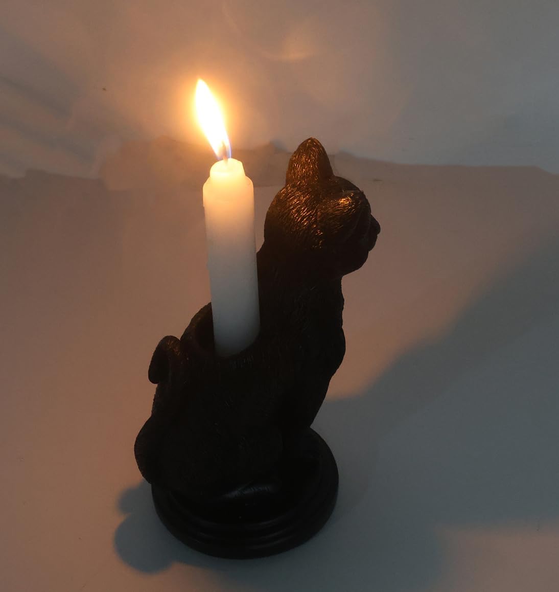 Dark Gothic Candlestick Holder - Raven Cat Wolf Halloween Decor