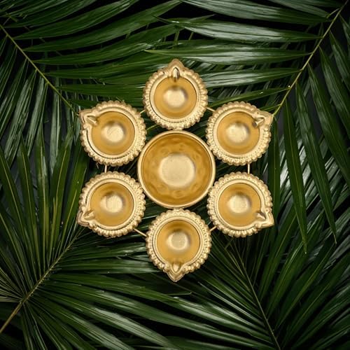 DIGGY ARTS Gold Diya Shape Urli Bowl 7 Inches