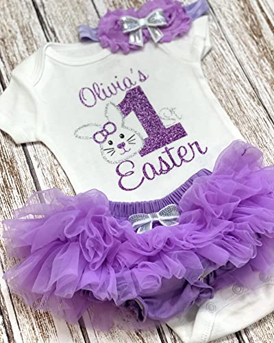Handmade Personalized Easter Baby Girl Bodysuit Set