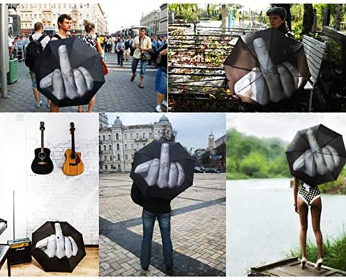 Uooiu TinaWood Funny Middle Finger Umbrella Black