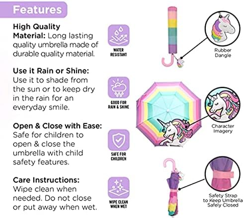 Addie Tate Kids Umbrella and Raincoat Set for Boys Girls