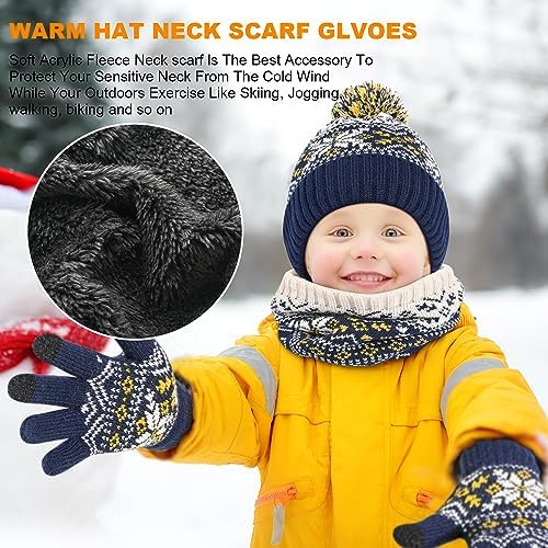 DANMY Kids Winter Knit Beanie Scarf Gloves Set
