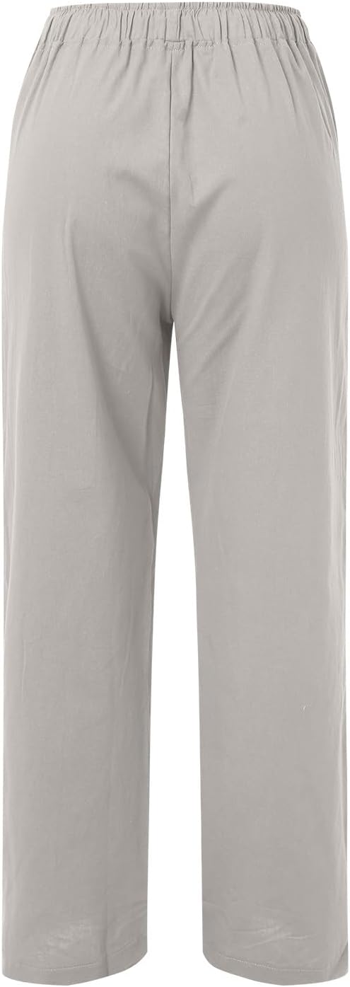 TTBDWiian Casual Linen Drawstring High Waisted Sweatpants for Women 1