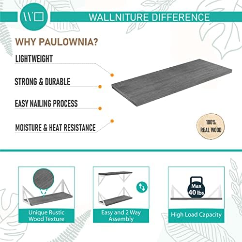 Wallniture Minori Gray Floating Shelves Set of 3 1
