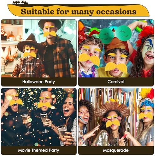 Yellow Fake Mustache and Eyebrows Self Adhesive Adult Costume Accessory