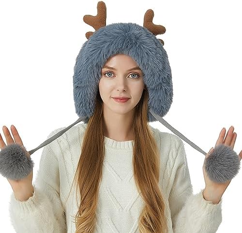 FCLEIH Plush Knit Hat for Winter Men Women Kids