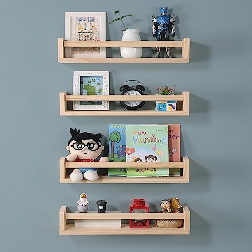 DUICIRX 4-Piece Floating Book Shelves for Kids Room