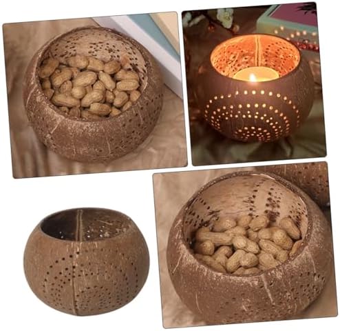 Zerodeko Coconut Shell Candle Bowl Multi-Use Food Container