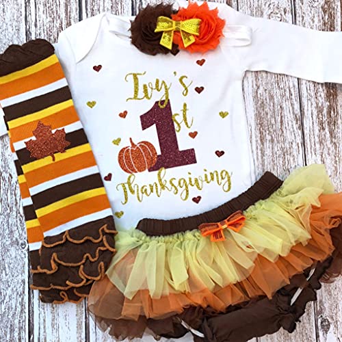 Personalized First Thanksgiving Baby Girl Outfit Name Bodysuit
