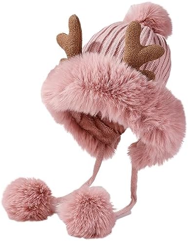 FCLEIH Plush Knit Hat for Winter Men Women Kids
