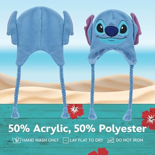 Disney Lilo and Stitch Blue Winter Beanie with Tassels 1
