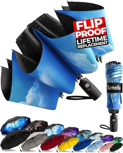TUMELLA Flip-proof Inverted Travel Umbrella 46
