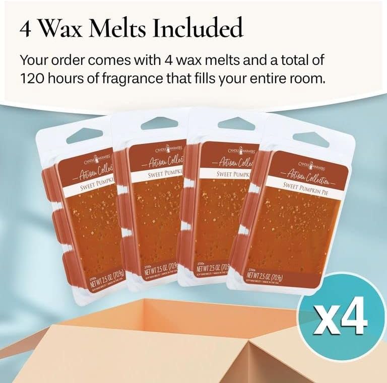 Candle Warmers Etc Artisan Wax Melts 25oz Sweet Pumpkin Pie 4-Pack