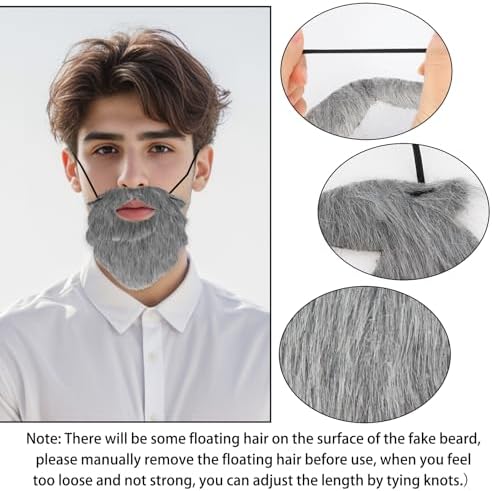 6 Pcs Wizard Beard Halloween Costume Accessories with Adjustable Elastic Rope
