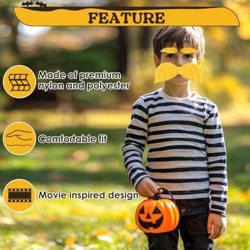Yellow Fake Mustache and Eyebrows Self Adhesive Adult Costume Accessory