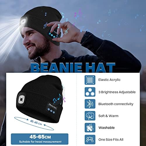 Bosttor Bluetooth Beanie with Headlight and Speakers