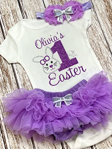 Handmade Personalized Easter Baby Girl Bodysuit Set