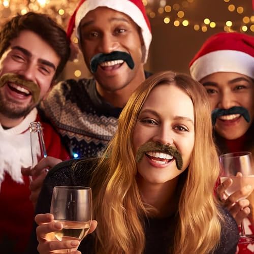 4PCS Self-Adhesive Fake Mustache for 60s 70s Costume