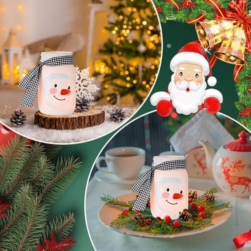Honeydak 3 Pcs Christmas Centerpiece with Tea Lights and Candles Snowman