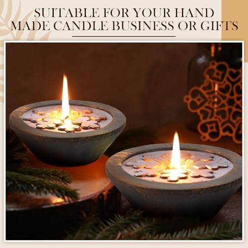 10 Pcs Dark Brown Wooden Dough Bowls for Candle Making