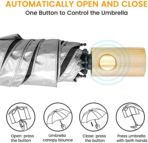 G4Free UV Protection Travel Umbrella with Wooden Handle