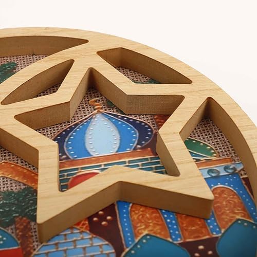 Vintage Wooden Moon Crystal Tray Organizer - Beige