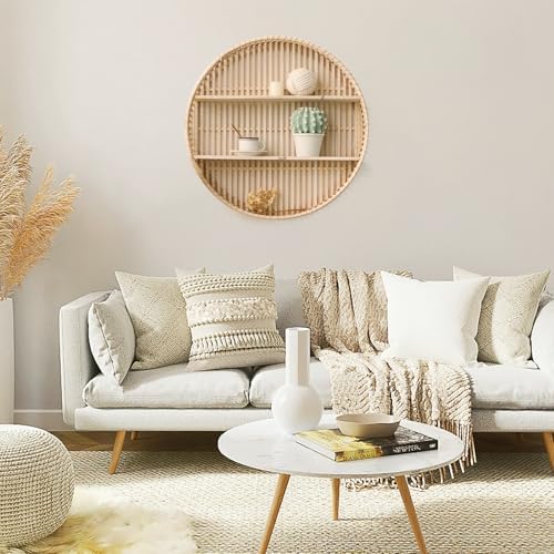 3 Tier Rattan Wall Shelf Boho Farmhouse Decor
