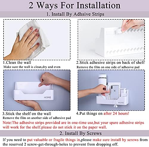 MATIMASU Bedside Shelf Organizer Storage Caddy Wall Mount Adhesive Box