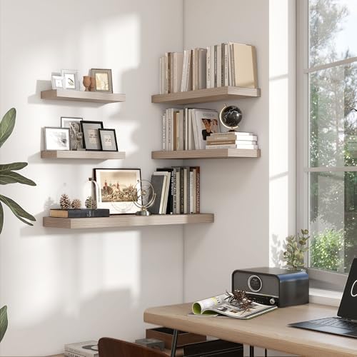Heimlove Floating Shelves 16 Inch Set of 2 Grey