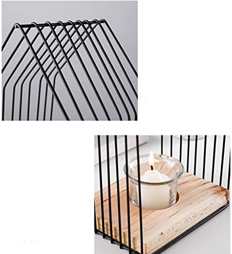 Black Wrought Iron Candlestick Holder with Geometric Design