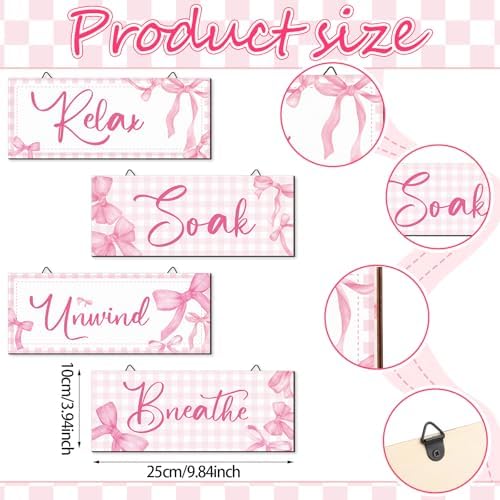 Yousoontic 4Pcs Pink Bow Wall Decor Set