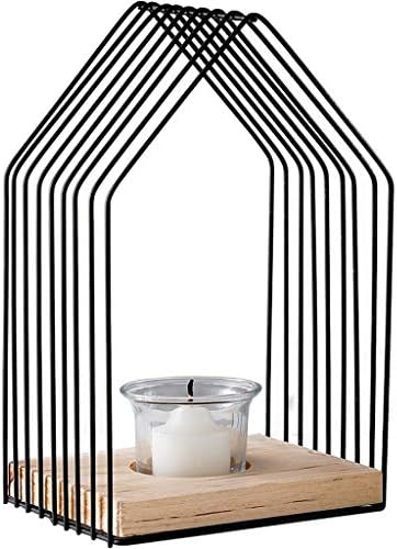 Black Wrought Iron Candlestick Holder with Geometric Design